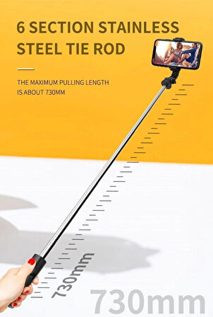 Coverzone Selfie Stick Tripod - 360° Döner, 70cm Uzunluk, Katlanabilir, Uzaktan Deklanşörlü L11 Mini