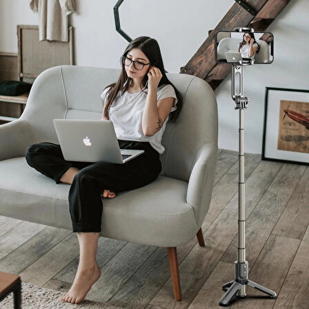 Coverzone Gimbal Tripod - Titreşim Önleyici, 360° Döner, Bluetooth Kumanda, Video Fotoğraf İçin L18 Mini