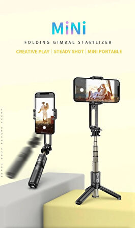 Coverzone Gimbal Tripod - Titreşim Önleyici, 360° Döner, Bluetooth Kumanda, Video Fotoğraf İçin L18 Mini