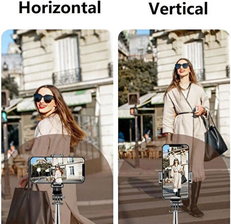 Coverzone Magic Snapshot Selfie Stick - 2’si 1 Arada, Paslanmaz Çelik, Katlanabilir, 360° Döner Tripod Q11