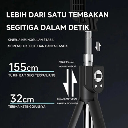 Coverzone 2in1 Selfie Stick Tripod 170cm Uzatılabilir, Bluetooth Kumanda, 3 Modlu LED Işık, Type-C | NP-01S