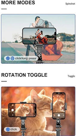 Coverzone Gimbal Selfie Stick Tripod - 2’si 1 Arada, 700mm Ayarlı, Titreşim Önleyici, Katlanabilir | L19