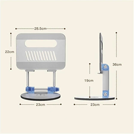 Coverzone Laptop Standı Katlanabilir Alüminyum, 11-17 inç Uyumlu, Ayarlanabilir Açı, Ev ve Ofis İçin | S4