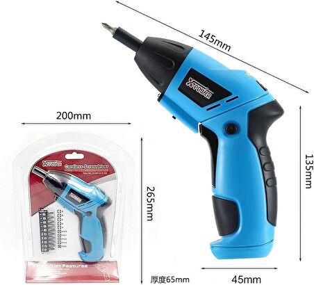 Coverzone Pilli Tornavida 6V, 180RPM, LED Işıklı, Katlanabilir Saplı, İleri/Geri Fonksiyonlu | KCS-615