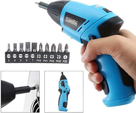 Coverzone Pilli Tornavida 6V, 180RPM, LED Işıklı, Katlanabilir Saplı, İleri/Geri Fonksiyonlu | KCS-615