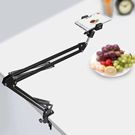 Coverzone Telefon Tripod Stand Üstten Çekim, Katlanabilir, 360° Ayarlı, Sabit Kelepçeli, Şık Tasarım | CZ34