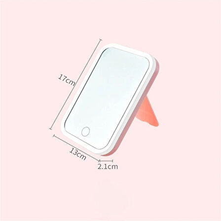 Coverzone Taşınabilir LED Makyaj Aynası 12×16 cm, 3 Renk Modu, Dokunmatik Parlaklık, Şık Tasarım | A14