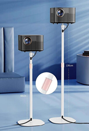 Coverzone Ayarlanabilir Projektör Tripodu - 60-130cm, Metal Gövde, 5kg Kapasiteli, Kablo Geçişli | TY07