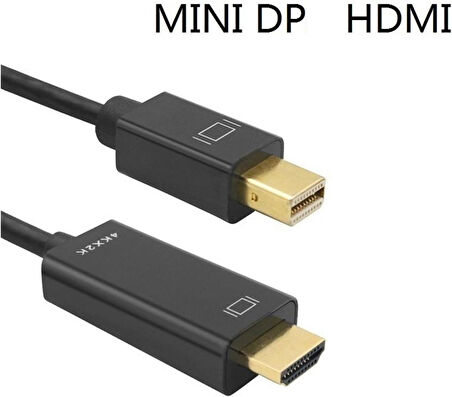 Coverzone Mini DisplayPort to HDMI Kablo 4K UHD 1080P, Tak Çalıştır, Ses Görüntü Aktarım, 1.8m | ZR167