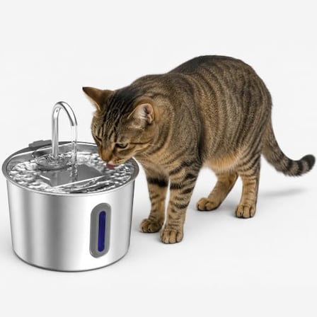 Coverzone 2,2 L SUS 304 Paslanmaz ENT Çelik Kedi Akan Su Pınarı Sebili ORM-502