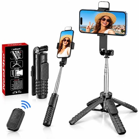 Coverzone Mini Dört Ayaklı Selfie Çubuğu Tripod Bluetooth Kumandalı 85cm Uzayan Telefon Tutucu | NP-L8S