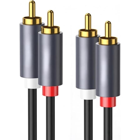 Coverzone 2RCA Stereo Ses ENT Kablosu Altın Uçlu Yüksek Ses Kalitesi AUX 3.5mm RCA Kablo Subwoofer Amfi TV Ses Sistemi ile Uyumlu Dayanıklı PVC, Audio Kablo, Siyah (3metre)