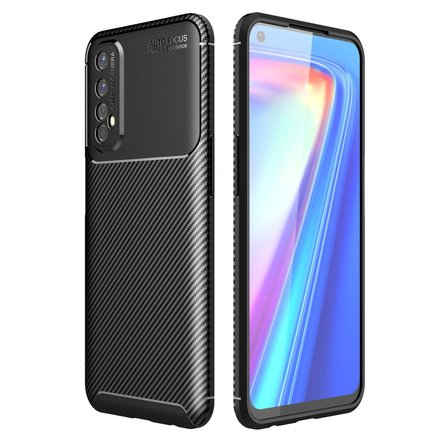 Coverzone Realme 7 ile Uyumlu Silikon Kılıf Kamera Korumalı Karbon TPU Brimstone Ultra Slim Fit Delux Siyah