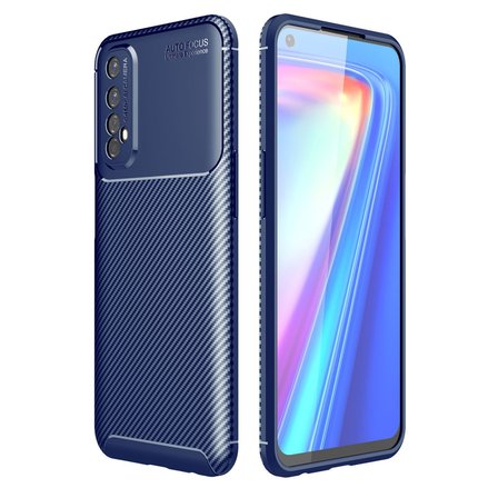 Coverzone Realme 7 ile Uyumlu Silikon Kılıf Kamera Korumalı Karbon TPU Brimstone Ultra Slim Fit Delux Lacivert