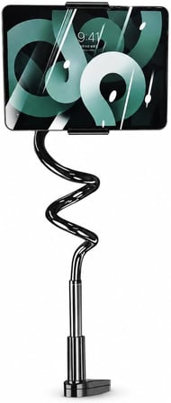 Coverzone Esnek Kollu Telefon ve Tablet Standı,ENT  360° Döner Ayarlanabilir Masa Kelepçesi, Magnezyum Alaşımlı Bükülebilir Gövde, Kaymaz Silikon ve EVA Pedli, iPad Pro Uyumlu | YK-21