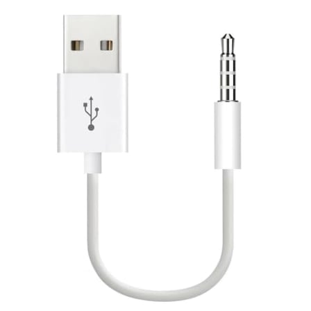 Coverzone iPod Shuffle ile Uyumlu ENT - USB Şarj ve Veri Aktarım Kablosu, 3.5 mm Jack - USB A Senkronizasyon Kablosu, Şarj Data Bağlantı Kablosu Beyaz