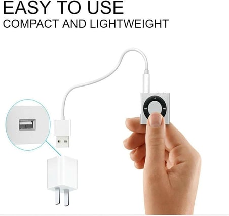 Coverzone iPod Shuffle ile Uyumlu ENT - USB Şarj ve Veri Aktarım Kablosu, 3.5 mm Jack - USB A Senkronizasyon Kablosu, Şarj Data Bağlantı Kablosu Beyaz
