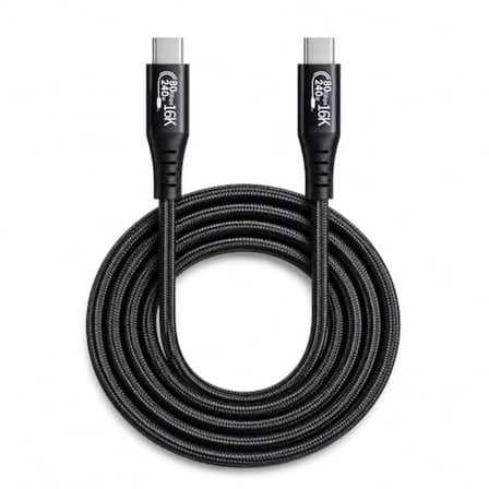 Coverzone Thunderbolt 5 USB-C to USB-C Kablo,ENT 80Gbps-120Gbps Veri Transferi, PD240W Power Delivery, 16K 60Hz Video Çıkışı, E-Marker Akıllı Çip, Thunderbolt 3/4/5 Uyumlu | 1 Metre (ZR1322 Siyah)
