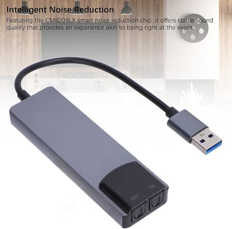 Coverzone | 6 in 1 USB Harici Ses Kartı,ENT  5.1 ve 7.1 Kanal, SPDIF Optik Giriş Çıkış, Mikrofon Line In Front Rear Center Bass, USB 2.0, 32/44/48kHz, AES/EBU IEC60958, Windows Mac Uyumlu | ZR1311
