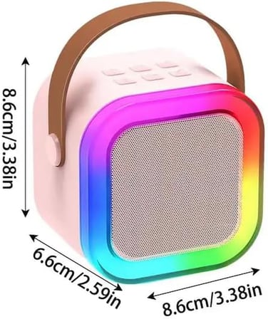 Coverzone Kablosuz Mikrofonlu Karaoke Makinesi Taşınabilir ENT Bluetooth Hoparlör Seti Bas Tiz Ayarlı Retro Karaoke Hoparlör Yetişkinler ve Çocuklar İçin Hafıza Kartı ve USB 10x10x6cm (Çiftli K12 -Pembe)