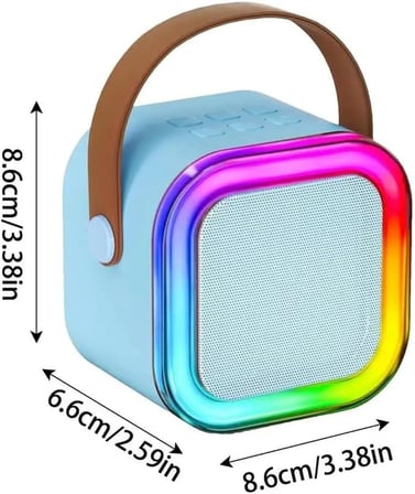 Coverzone Kablosuz Mikrofonlu Karaoke Makinesi Taşınabilir Bluetooth Hoparlör ENT Seti Bas Tiz Ayarlı Retro Hoparlör Yetişkinler ve Çocuklar İçin Hafıza Kartı ve USB 10x10x6cm (Çiftli K12 - Turkuaz)