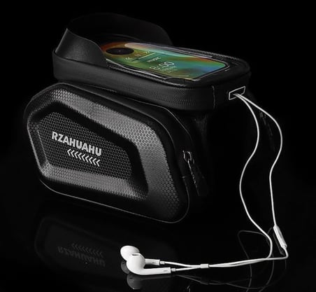 Coverzone Bisiklet Üst Boru Çantası 1.4L, ENT Şeffaf Telefon Pencereli Kadro Çantası, Fermuarlı Geniş Saklama Alanı, Evrensel Uyumlu Bisiklet Üst Boru Heybesi, Sürüş Aksesuar Çantası, Siyah | 0206