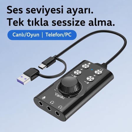 Coverzone 7.1 Gaming Ses Kartı ENT USB Type-C Bluetooth 5.0 Audio Mixer ZR1333