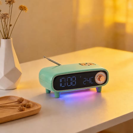 Coverzone 1800 mAh Bluetooth ENT Dijital Saat Alarm Sıcaklık TF USB NS-998BT
