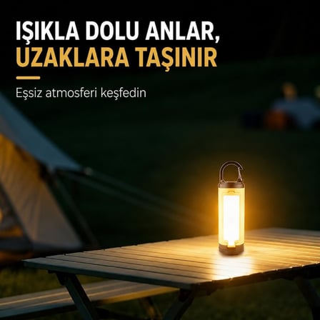 Coverzone Çok Fonksiyonlu ENT Type-C Şarjlı Kamp Lambası 3 Işık Kaynaklı LY23