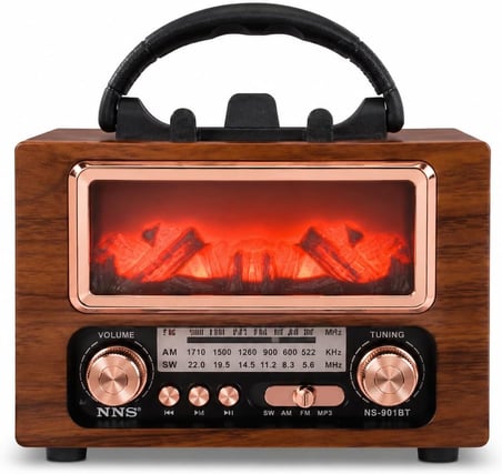 Coverzone Retro Bluetooth ENT Radyo 1800mAh FM/AM/SW USB TF Kart TWS NS-901BT