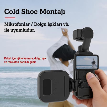 Coverzone DJI Osmo Pocket ENT 3/4 ile Uyumlu El Kayışlı Cold Shoe Aparatı PTK43
