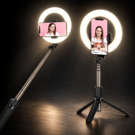 Coverzone 10 İnç Ring Light 2 Metre ENT Tripod Bluetooth 5.2 Kumandalı NP-L14