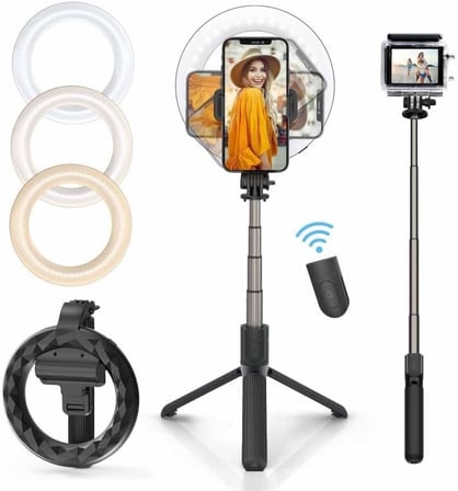 Coverzone 10 İnç Ring Light 2 Metre ENT Tripod Bluetooth 5.2 Kumandalı NP-L14