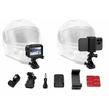 Coverzone Motosiklet Kaskı ENT Telefon Tutucu ve Aksiyon Kamera Aparatı, Vidalı Tutucu, 360 Derece Ayarlanabilir Mafsal, 3M VHB Montajlı Set,Insta 360 DJI GoPro ile uyumlu, KSK1