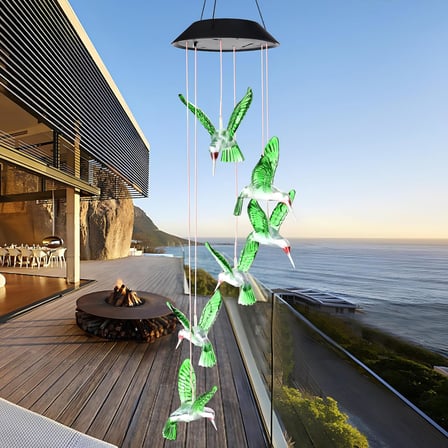 Coverzone Solar Bahçe Işığı  ENT Asma Led Işık – Renk Değiştiren Yeşil Kuş Tasarımı, Güneş Enerjisiyle Çalışan, Dış Mekan İçin Uygun, Balkon Teras Oda Süslemesi, MZ-305