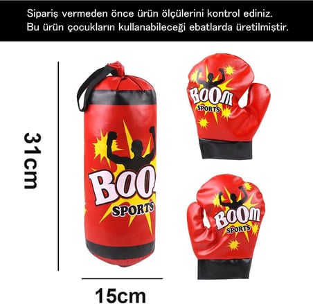 Coverzone Çocuk Boks Torbası ENT Pamuk Dolgulu Spor Antrenman Kum Torbası BX-30