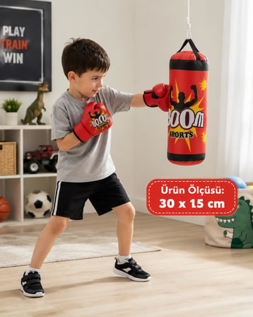 Coverzone Çocuk Boks Torbası ENT Pamuk Dolgulu Spor Antrenman Kum Torbası BX-30