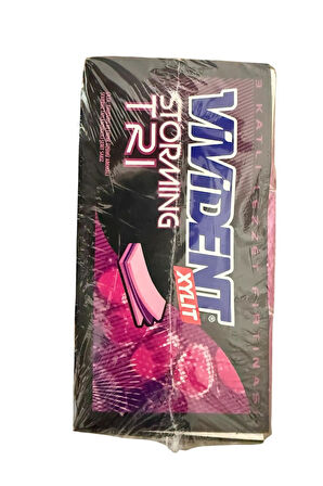 Vivident Storming Çilek, Ahududu ve Frenk Üzümü Aromalı Şekersiz Sakız 33 g x 18 Adet