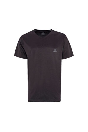 LUMBERJACK Erkek Siyah Basic V Yaka T-Shirt Ct104