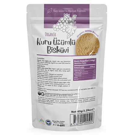 Organik Üzümlü Bisküvi 65 GR