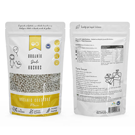 Organik Sade Bebek Kuskus 250 GR +7Ay