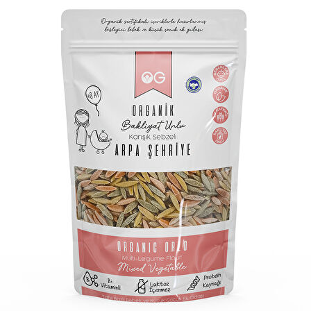 Organik Karışık Sebzeli Bakliyat Unlu Arpa Şehriye 250 Gr +8 Ay