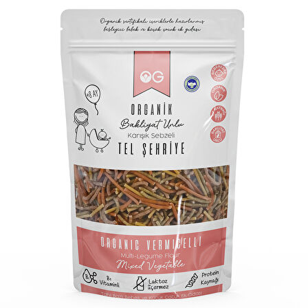 Organik Karışık Sebzeli Bakliyat Unlu Tel Şehriye 180 Gr +8 Ay