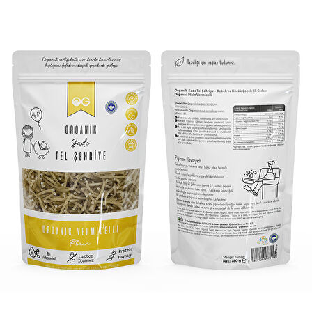 Organik Sade Tel Şehriye 180 Gr +6 Ay