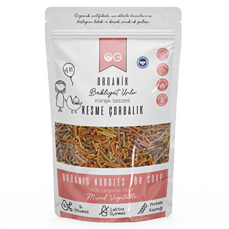 Organik Karışık Sebzeli Bakliyat Unlu Kesme Çorbalık 200Gr +8 Ay