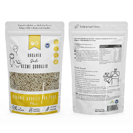 4'lü Organik Sade Makarna Seti +6/7 Ay