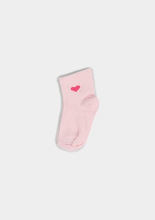 Pembe  Farve Kalpli Soket Çorap Pembe