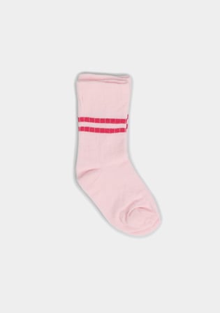 Pembe  Farve Çizgili Soket Çorap Pembe