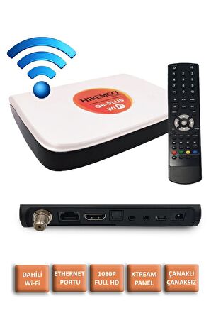 Hiremco Q8 Plus Full HD Dahili WiFi Ethernet  Çanaklı Çanaksız Uydu Alıcı Beyaz