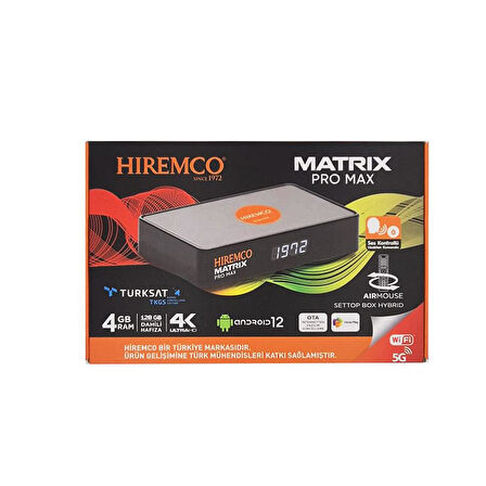 Hiremco Matrix Pro Max 4K 128GB Android 12 Uydu Alıcısı